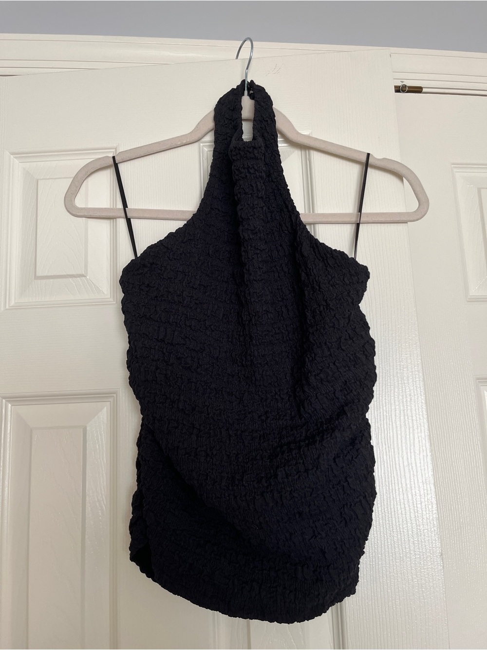 NWT ZARA Textured Black Halter Top